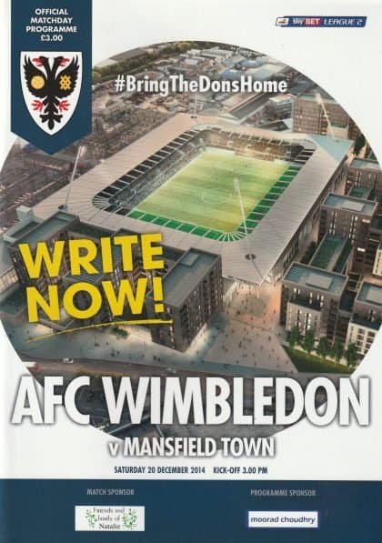 AFC Wimbledon v Mansfield Town 20-Dec-2014