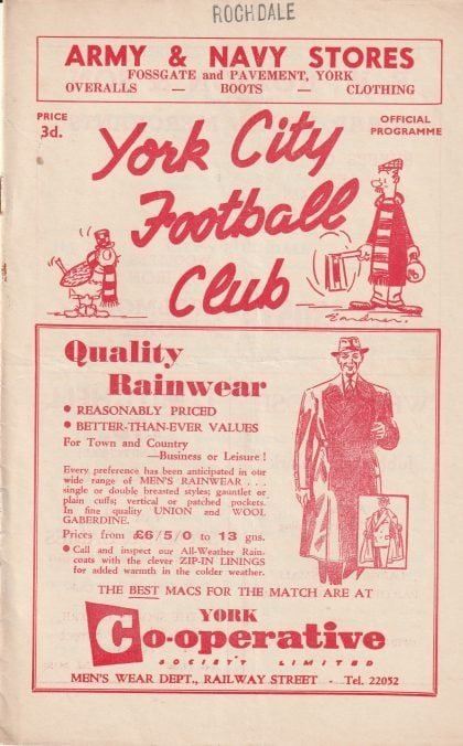 York City v Rochdale 12-Apr-1958