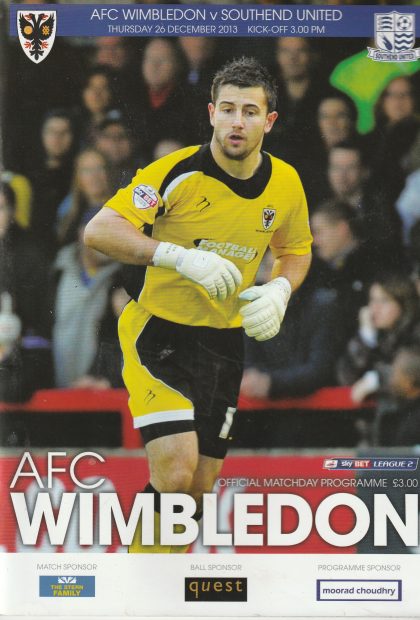 AFC Wimbledon v Southend United  26-Dec-2013