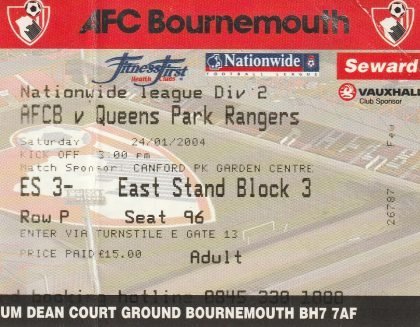 AFC Bournemouth v Queens Park Rangers 24-Jan-2004