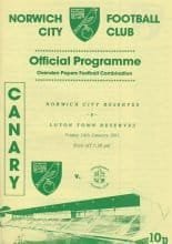 Norwich City Reserves v Luton Town Reserves  18-Jan-1991