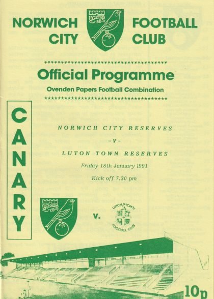 Norwich City Reserves v Luton Town Reserves  18-Jan-1991
