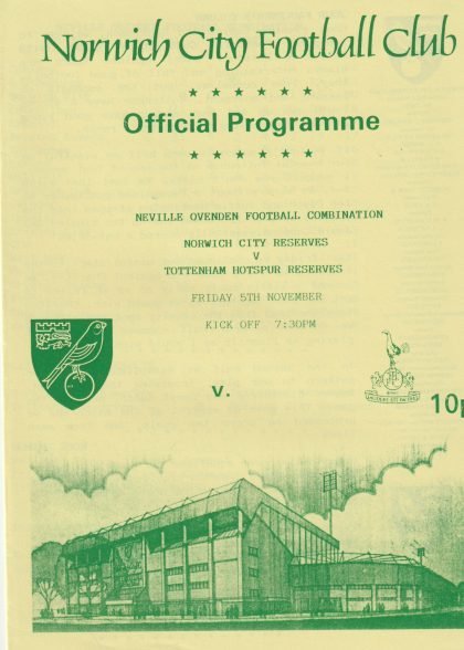 Norwich City Reserves v Tottenham Hotspur Reserves  05-Nov-1993