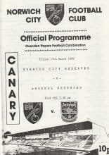 Norwich City Reserves v Arsenal Reserves 17-Mar-1989