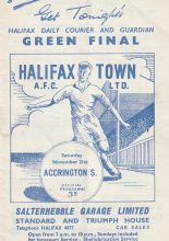 Halifax Town v Accrington Stanley  21-Nov-1959