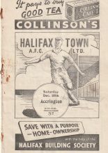 Halifax Town v Accrington Stanley  25-Dec-1954