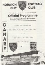 Norwich City Reserves v Arsenal Reserves 10-Oct-1989