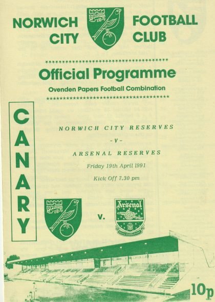 Norwich City Reserves v Arsenal Reserves  19-Apr-1991