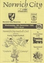 Norwich City Reserves v Arsenal Reserves  06-Dec-1995