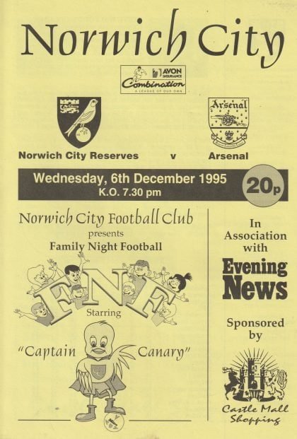 Norwich City Reserves v Arsenal Reserves  06-Dec-1995