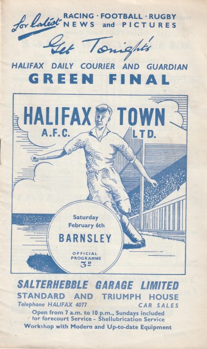Halifax Town v Barnsley 06-Feb-1960