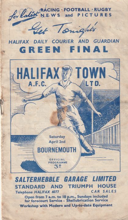 Halifax Town v Bournemouth & Boscombe  02-Apr-1960