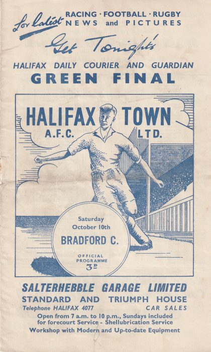 Halifax Town v Bradford City  10-Oct-1958