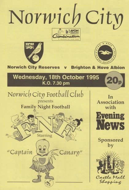 Norwich City Reserves v Brighton & Hove Albion Reserves  18-Oct-1995