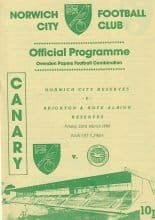 Norwich City Reserves v Brighton & Hove Albion Reserves 23-Mar-1990