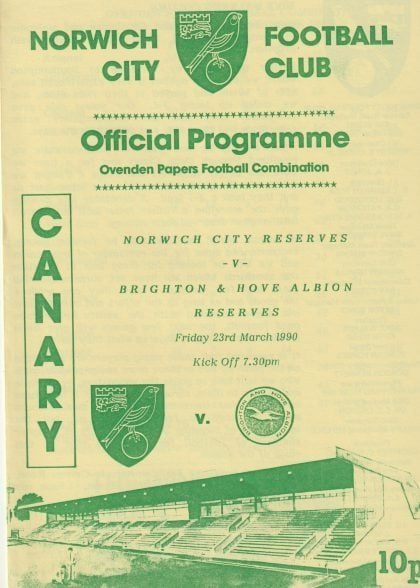 Norwich City Reserves v Brighton & Hove Albion Reserves 23-Mar-1990