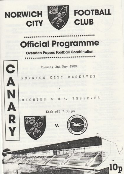 Norwich City Reserves v Brighton & Hove Albion Reserves 02-May-1989