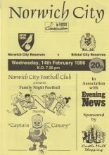 Norwich City Reserves v Bristol City Reserves  14-Feb-1996