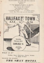 Halifax Town v Carlisle United 22-Feb-1959