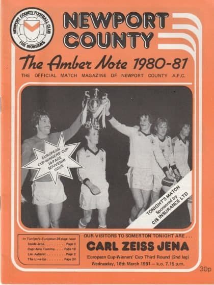 Newport County v Carl Zeiss Jena  18-Mar-1981