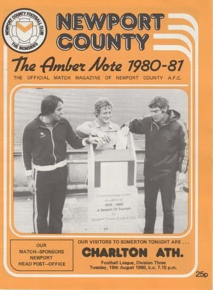 Newport County v Charlton Athletic  19-Aug-1980