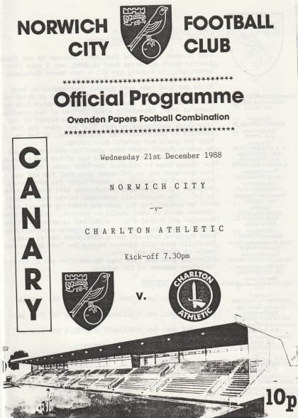 Norwich City Reserves v Charlton Athletic Reserves  21-Dec-1988