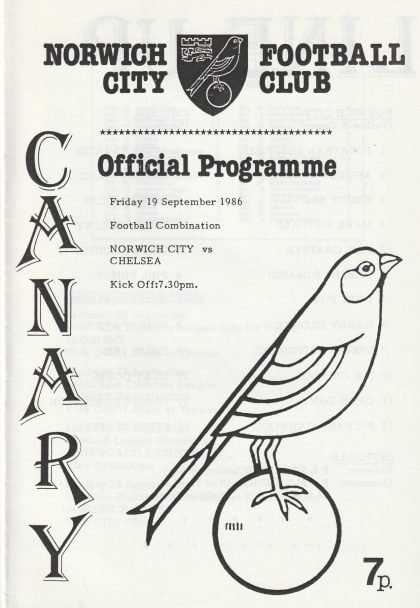 Norwich City Reserves v Chelsea Reserves 19-Sep-1986