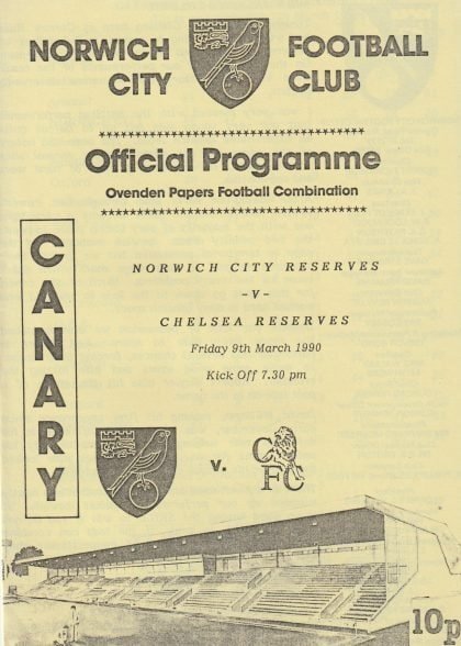 Norwich City Reserves v Chelsea Reserves 09-Mar-1990