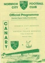 Norwich City Reserves v Crystal Palace Reserves  01-Mar-1991