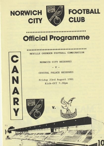 Norwich City Reserves v Crystal Palace Reserves  23-Aug-1991