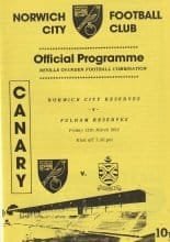 Norwich City Reserves v Fulham Reserves  13-Mar-1992