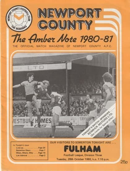 Newport County v Fulham  28-Oct-1980