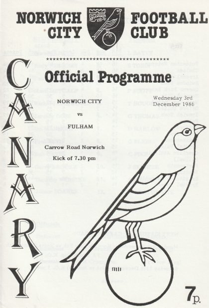 Norwich City Reserves v Fulham Reserves  03-Dec-1986