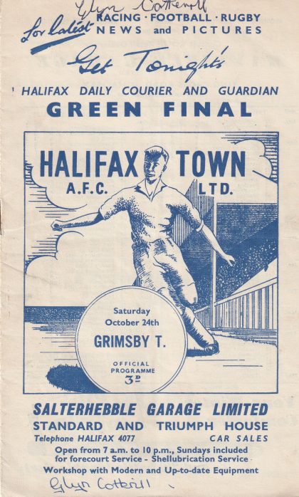 Halifax Town v Grimsby Town  24-Oct-1959