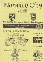 Norwich City Reserves v Ipswich Town Reserves  01-Nov-1995
