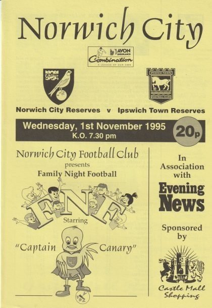 Norwich City Reserves v Ipswich Town Reserves  01-Nov-1995