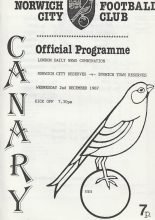 Norwich City Reserves v Ipswich Town Reserves 02-Dec-1987