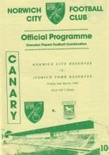 Norwich City Reserves v Ipswich Town Reserves 02-Mar-1990