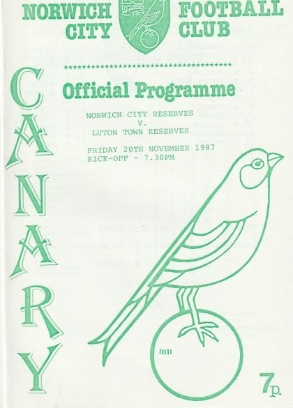 Norwich City Reserves v Luton Town Reserves  20-Nov-1987