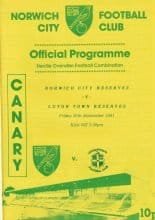 Norwich City Reserves v Luton Town Reserves  20-Sep-1991