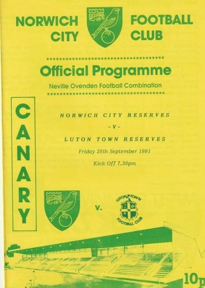 Norwich City Reserves v Luton Town Reserves  20-Sep-1991