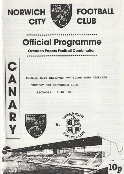 Norwich City Reserves v Luton Town Reserves  06-Sep-1988