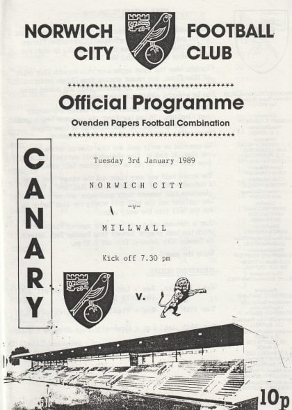 Norwich City Reserves v Millwall Reserves  03-Jan-1989