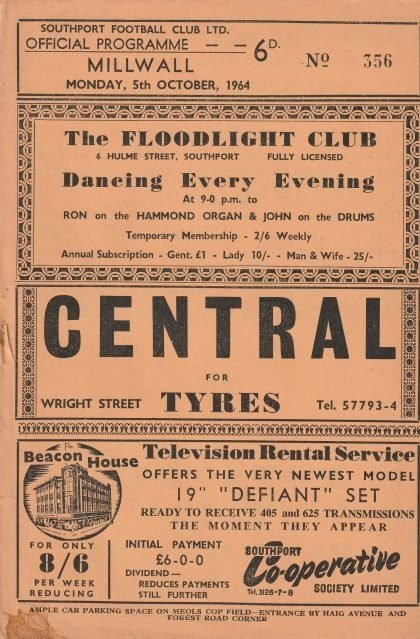 Southport v Millwall   05-Oct-1964