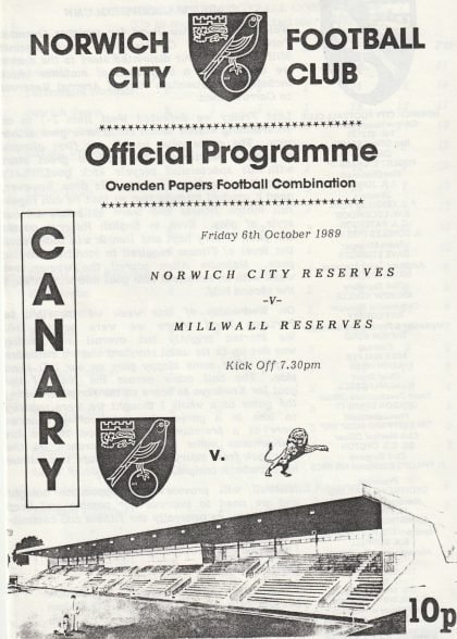 Norwich City Reserves v Millwall Reserves  06-Oct-1989