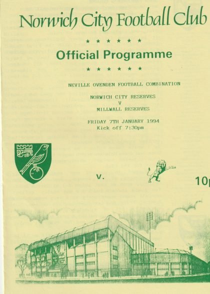 Norwich City Reserves v Millwall Reserves  07-Jan-1994