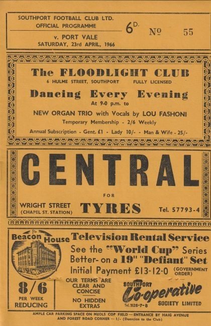 Southport v Port Vale 23-Apr-1966