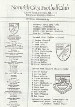 Norwich City Reserves v Queens Park Rangers Reserves  26-Apr-1980
