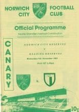 Norwich City Reserves v Reading Reserves 06-Nov-1991