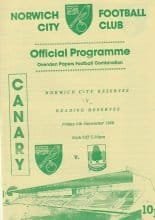 Norwich City Reserves v Reading Reserves 08-Dec-1989